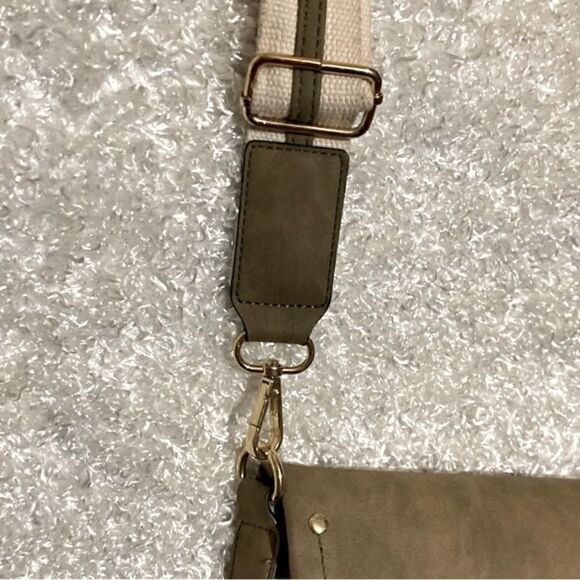 Olive Green Satchel Messenger Crossbody Bag - Picture 12 of 15